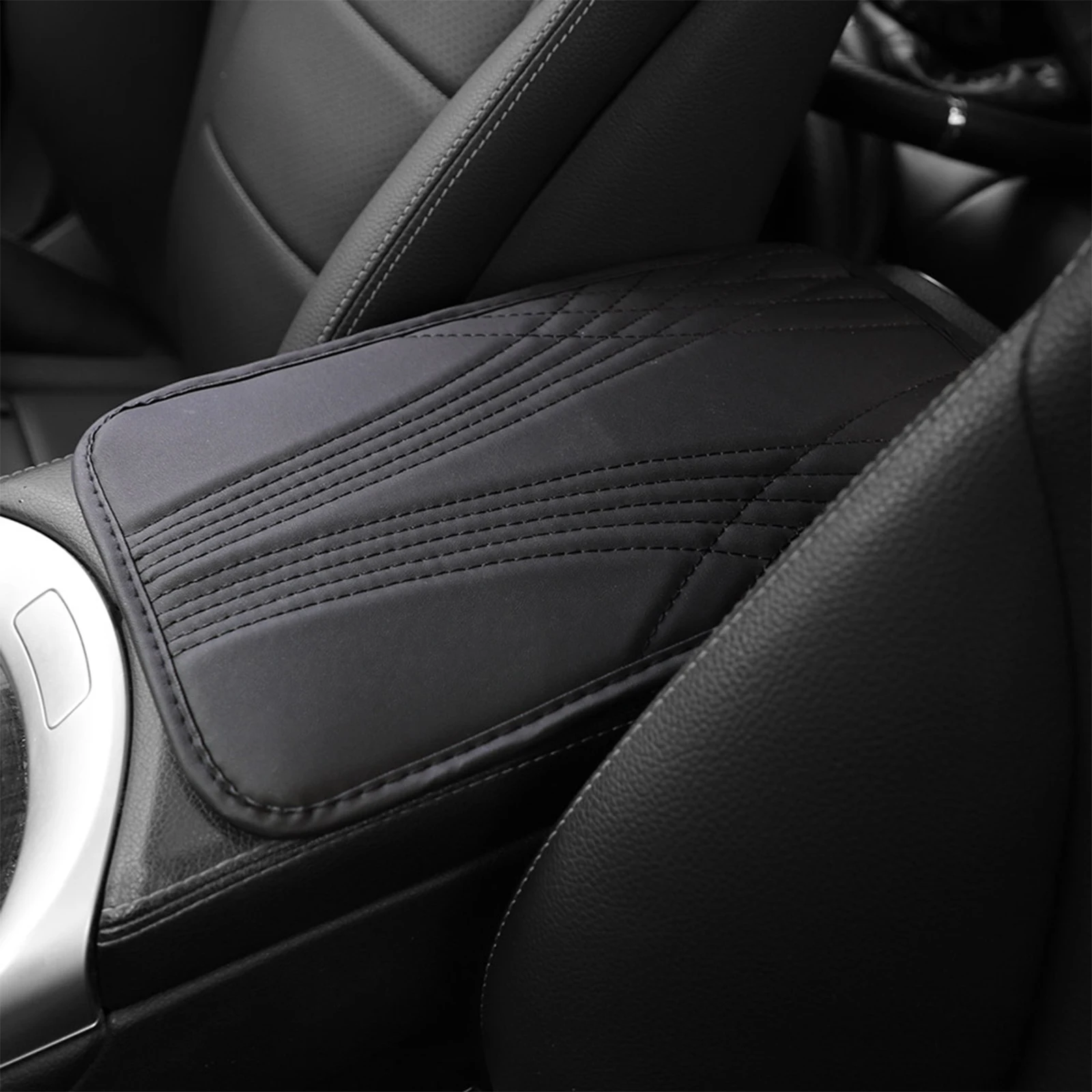 

PU Leather Car Armrest Pad Cover Universal Center Console Wave Embroider Auto Seat Box Protection Cushion Hand Supports