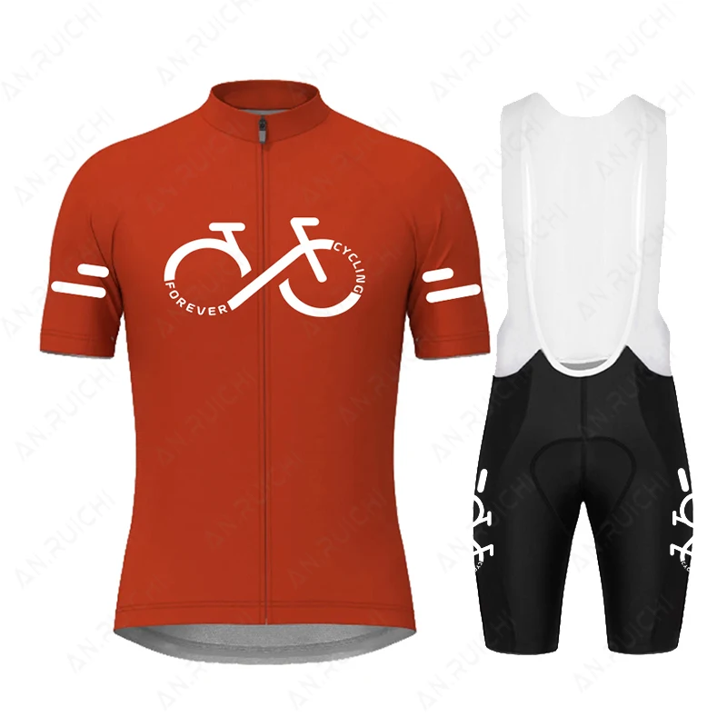 Orange Cycling Jersey Set 2023 Men Short Sleeve Cycling Clothing MTB Bike Uniform Ropa Maillot Ciclismo Summer Road Bicycle Wear