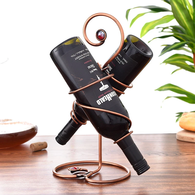 

Design Elegant Wine Holder Basket Tree Luxury Birthday Wine Stand Metal Wedding Modern Creative Bar Suporte Vinho Barware