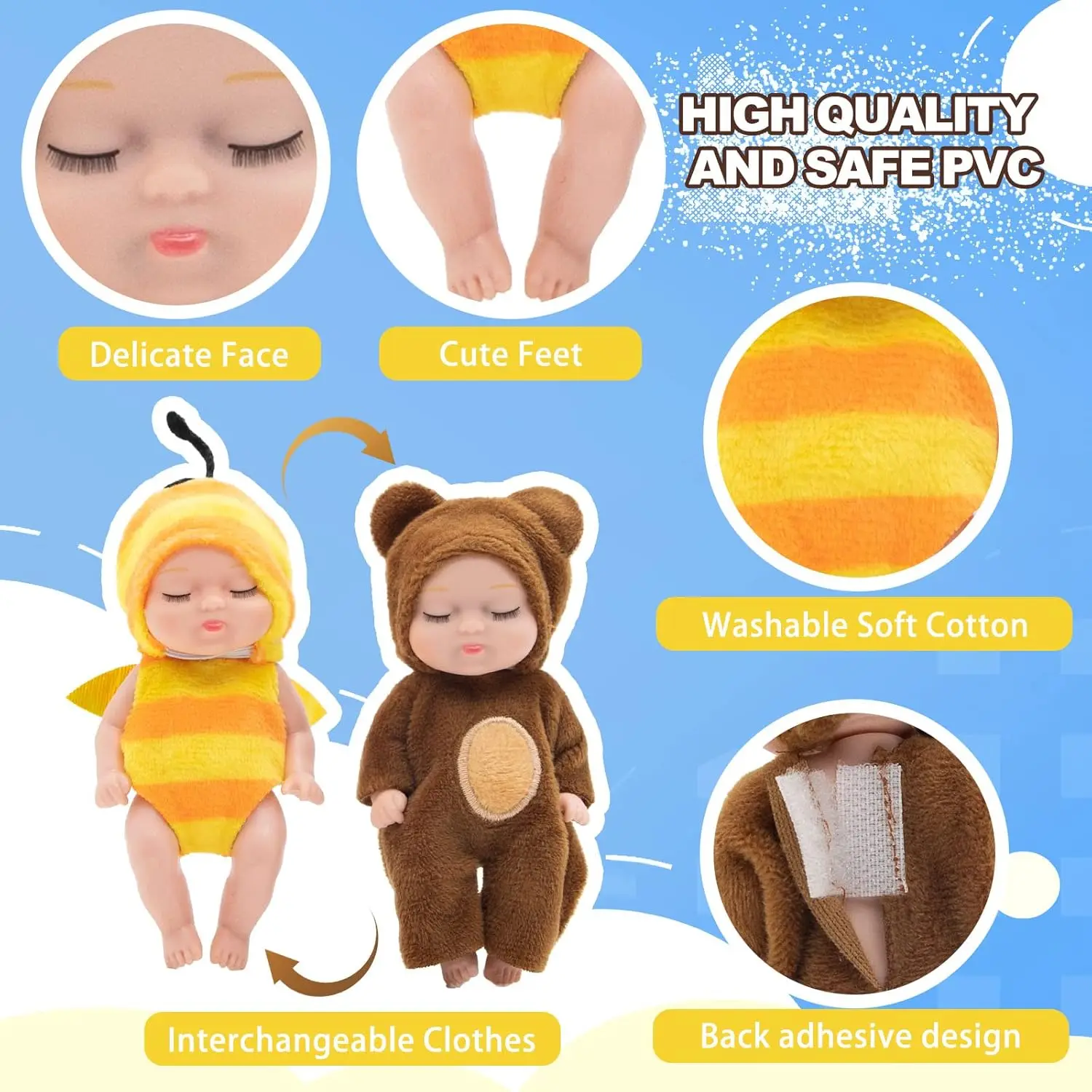 4-inch mini herboren pop simulatie babypop wasbare dierenkleding BJD pop Pasen Kerstmis verjaardag pasgeboren cadeauset doos