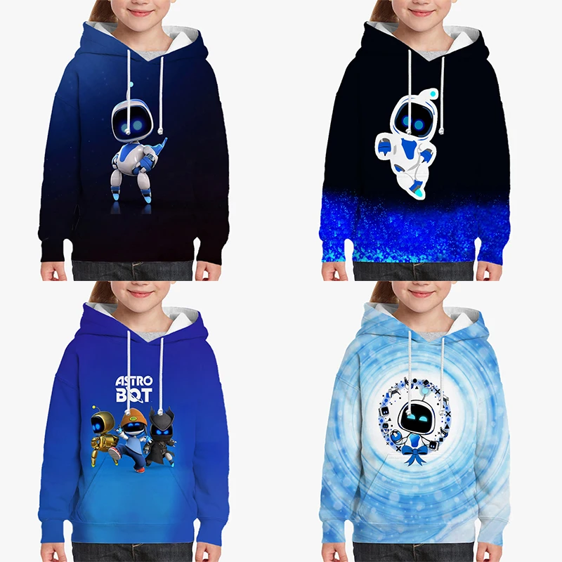 Astro Bot Astronaut Hoodie Girls Fashion Waterproof Children Outwear Clothes Autumn Casual Baby Boys Kids Long Sleeve