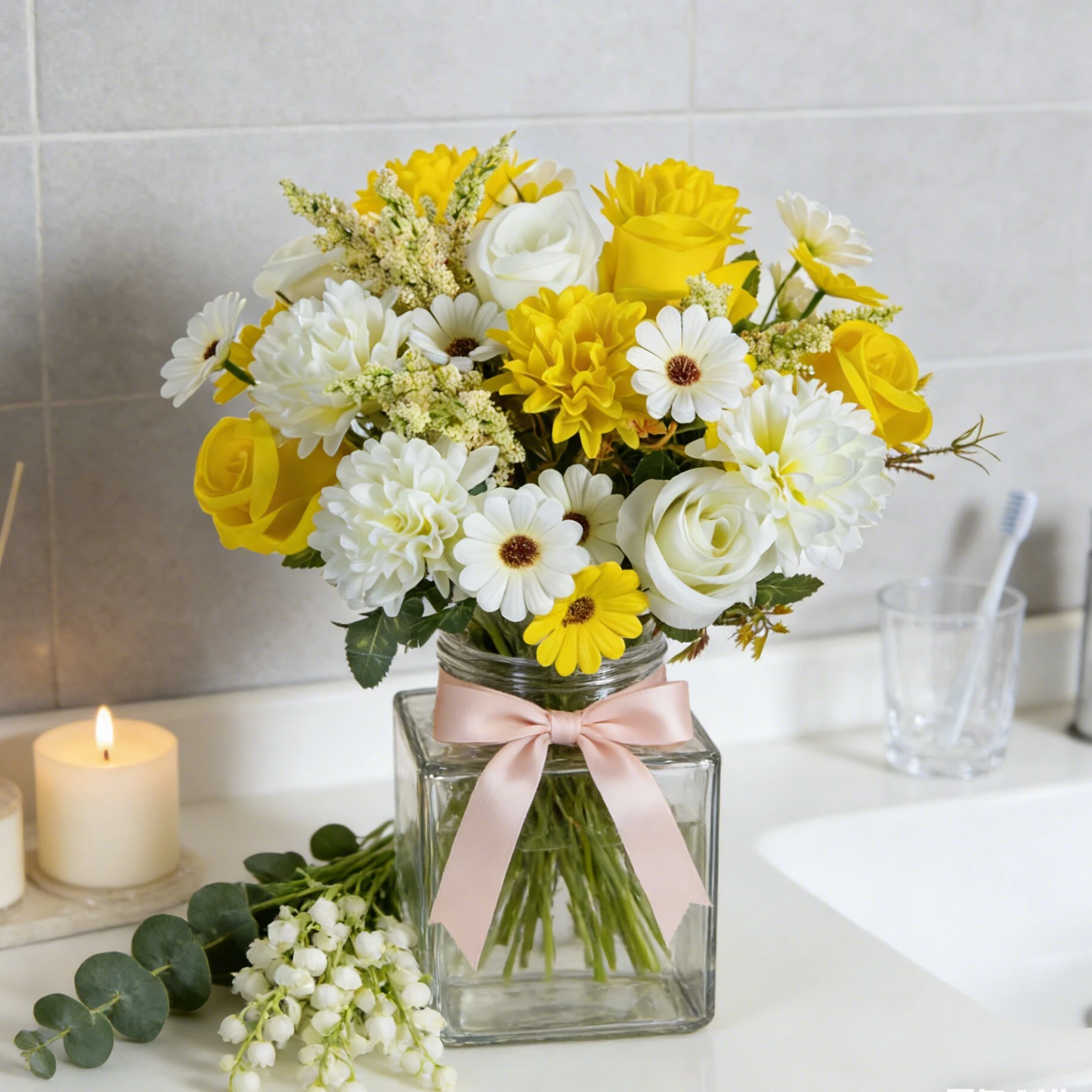Ramo de flores artificiales para novia, corona de rosas, decoración para jardín al aire libre, decoración para el hogar, habitación, oficina, mesa, accesorio de regalo DIY