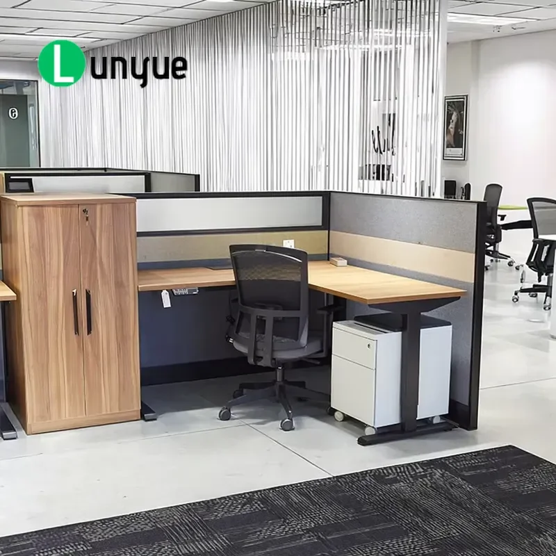 L Shaped Wooden Desk Adjustable Height Workstation with Storage Compartment for Home Office Computer Table Space Saving