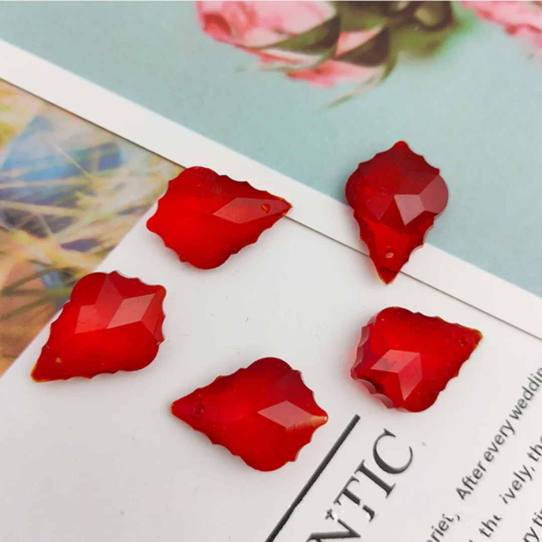 Camal 5PCS 38mm Red K9 Maple Leaf Crystal Glass Prisms Pendant Drop SunCatcher Lamp Lighting Chandelier Part Hanging Decor