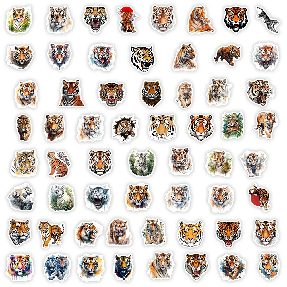 Illustrazione tigre Adesivi artistici Collezione Clipart Giocattoli regalo fai da te Decalcomania impermeabile per laptop Scrapbook Bottiglie di