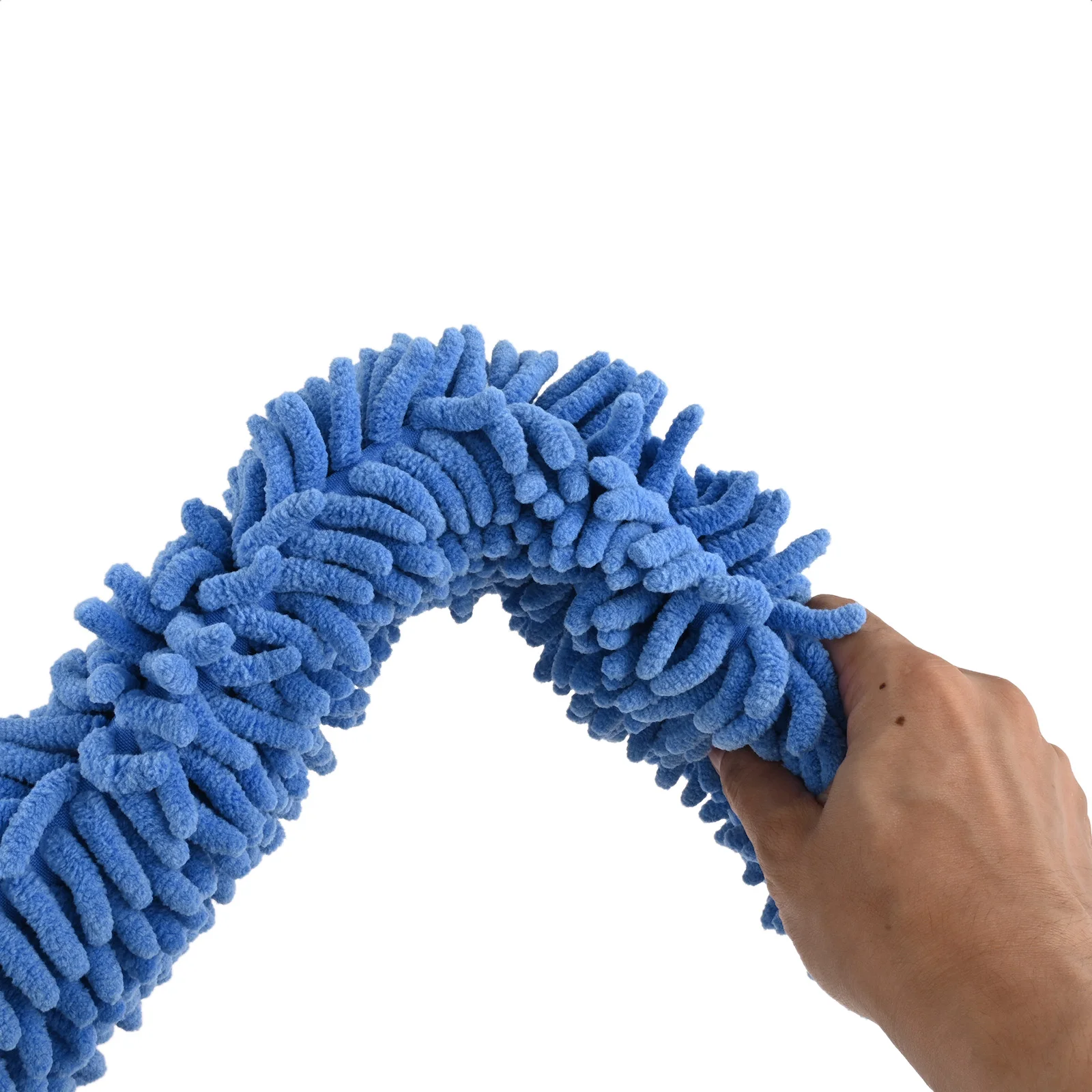 1pc Bendable Chenille Duster Brush Flexible Handle 57.5cm Blue Washable Microfiber Cloth Home Car Fan Window Ceiling Furniture