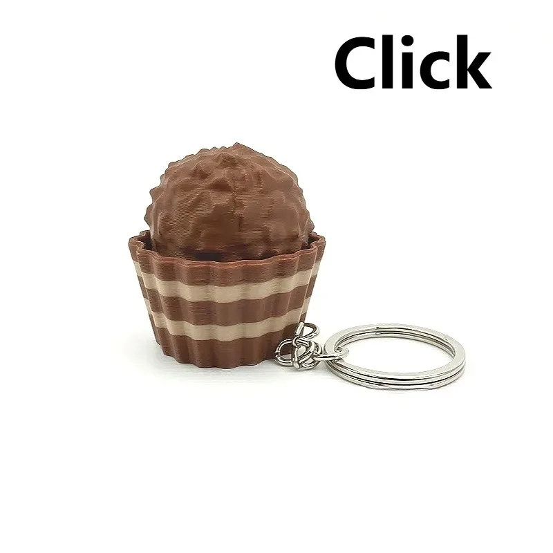 3D Printed Keychain Chocolate Keyboard Fidget Key Ring Chain Push Sensory Clicker Stress Relief Anti Anxiety Toy Funny Gift