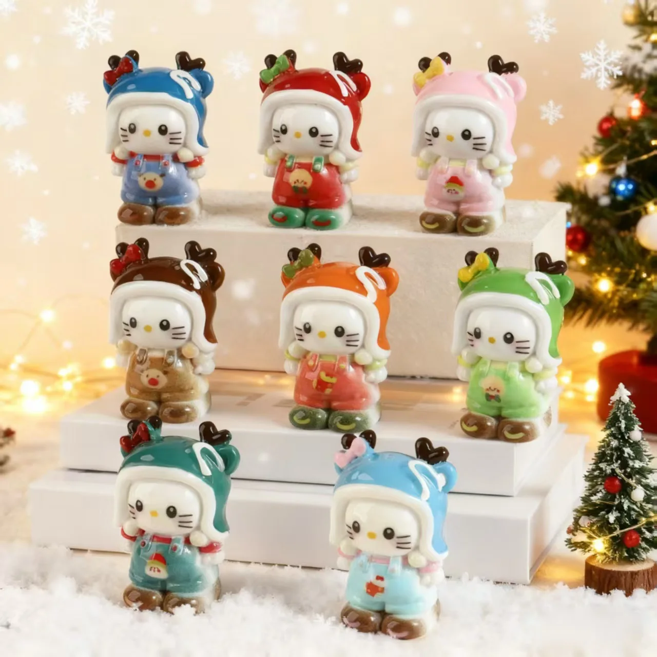 أنيمي إِلْكَة عيد الميلاد لدمية مرحبا كيتي الإبداعية DIY بها بنفسك دمية PVC الحلي الحرف الراقية مكتب زينة لهدايا عيد الميلاد