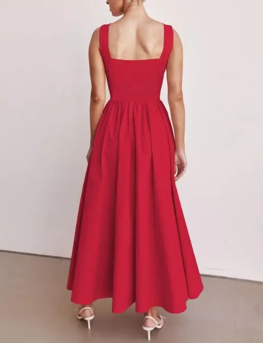 

Elegant Exquisite Fashionable Women's Solid Color Sleeveless Pleated Dress Popular Stylish Minimalist Design