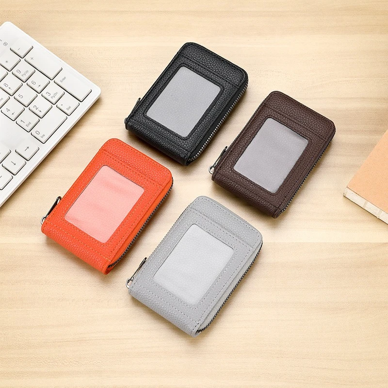 

Minimalist Wallet Zipper Card Case Compact Vertical Holder for Bank Cards Business Cards, Portable Clutch Wallets for Women