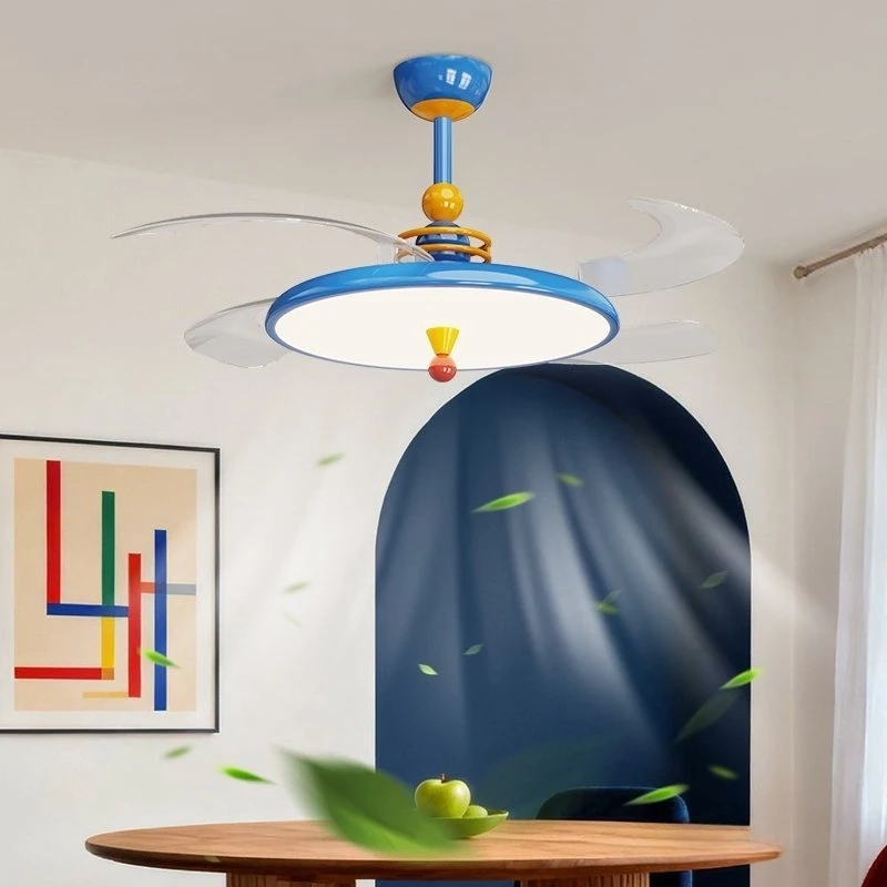 

Dining room invisible fan chandelier cream antique wind bedroom living room dining table ceiling fan light