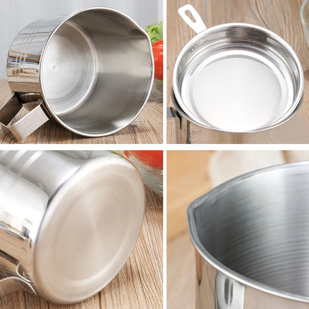

1.2L Stainless Steel Strainer Pot With Sieve Cover For Kitchen Storage Filtration Reusable Easy Hold Handle Can With Strainer