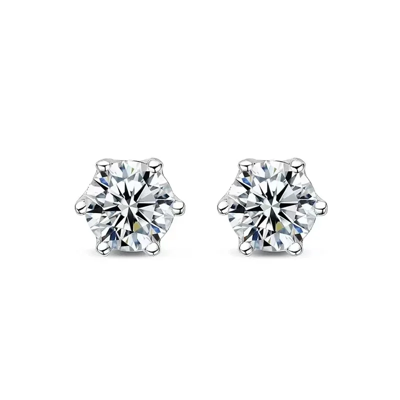 BIJOUX STORY Damen-Ohrstecker mit Moissanit-Schraube, D-Farbe, 925er-Sterlingsilber, 6-Zinken-Diamant, Hochzeit, edler Schmuck – Detail 8