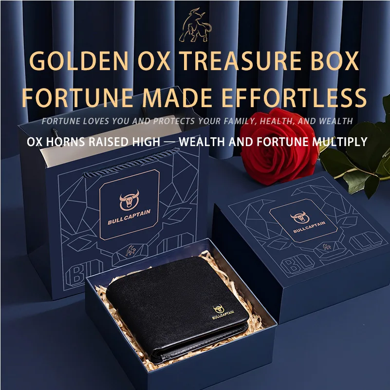 

Men's wallet men's genuine leather short top layer cowhide soft leather wallet Valentine's Day gift box for father and boyfriend