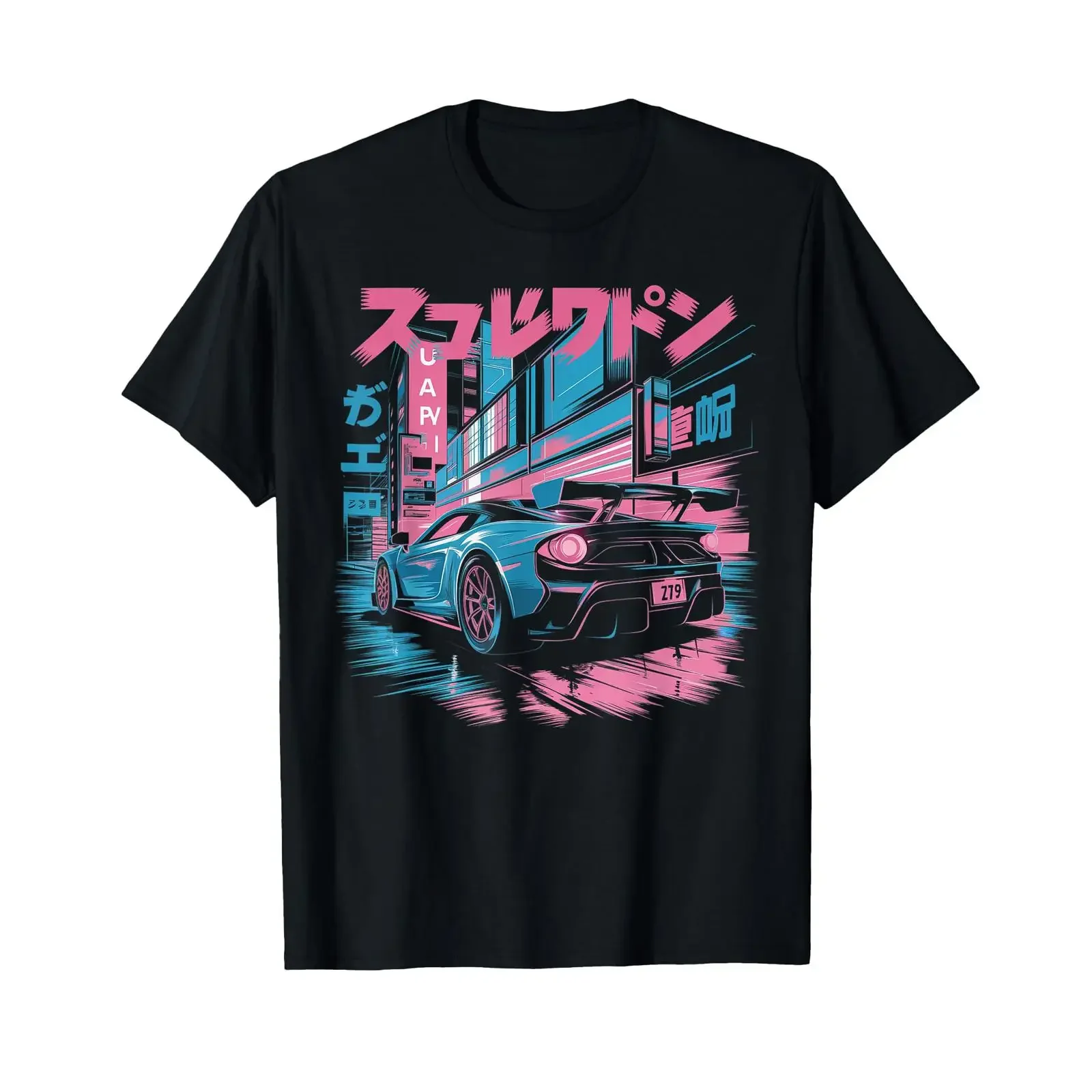 Japanese Street Racing Kanji Car Retro JDM Tuner Culture T Shirt vintage Washed Stylish graphic streetwear Breathable Unisex