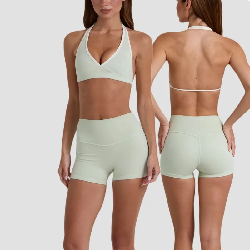 

Women's Tracksuit Yoga Sports Bra Shorts Set Seamless High Elasticity Peach-shaped Woman Sports Sets Summer Gym Clothes Woman