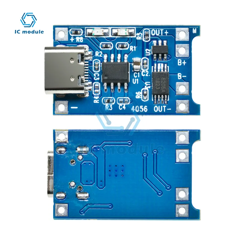 TP4056 Type-C 5V 1A 18650 Lithium Battery Charger Module Charging Board with Protection Overcharge Discharge Protection Module