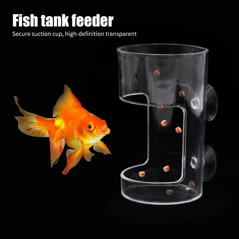 Fish Feeders Aquarium Feeding Ring Floating Food Tray Feeder with Suction Cups Transparent Fish Aquatic Pet Supplies