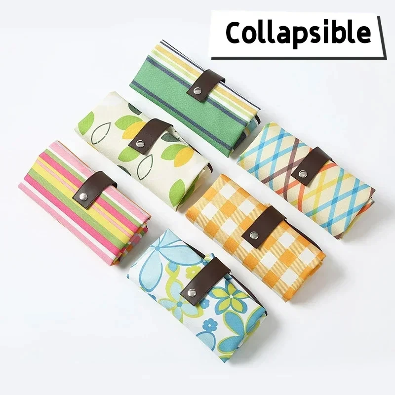 Foldable Reusable Portable Waterproof Oxford Shopping Supermarket Storage Bag Travel Beach Bag Hand-Carrying Fabric Bag