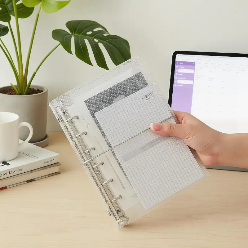 M5 A6 Mini PP Diagonal Notebook Cover with Three Fold Design Sticker Card Holder for Daily Use