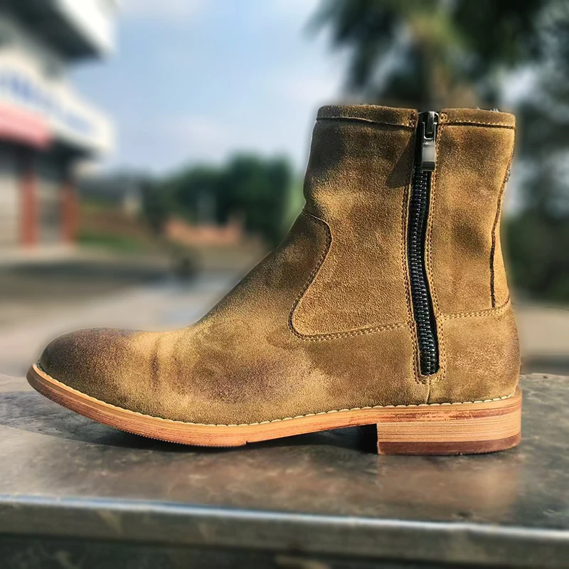 

Повседневные мужские ботинки «Челси» в европейском и американском стиле в стиле ретро, мотоциклетные ботинки в стиле вестерн для работы и верховой езды, мужские ботинки из натуральной кожи