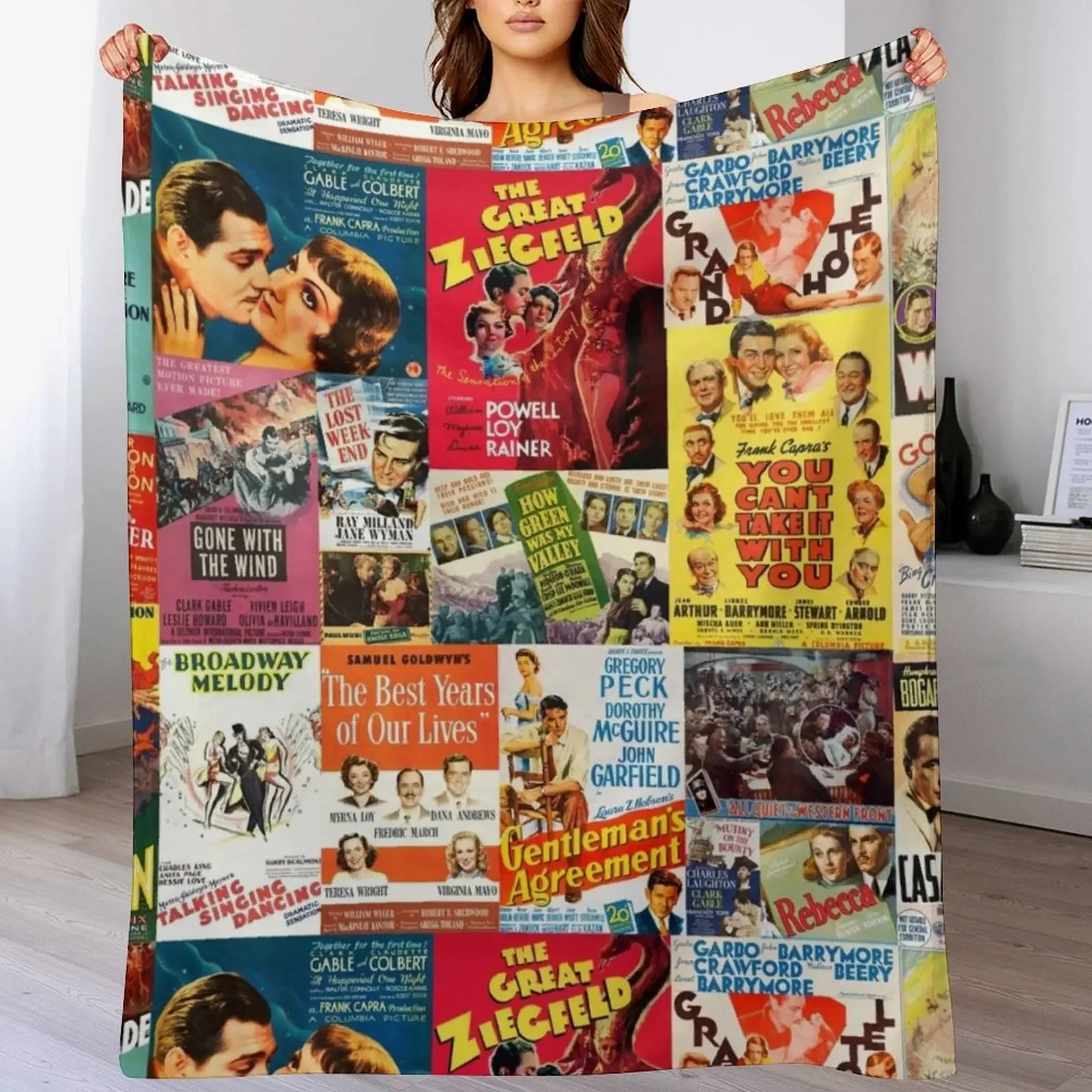 Classic movie posters from first 20 best picture winners Throw Blanket Men's Soft Warm Throw Blanket for Couch