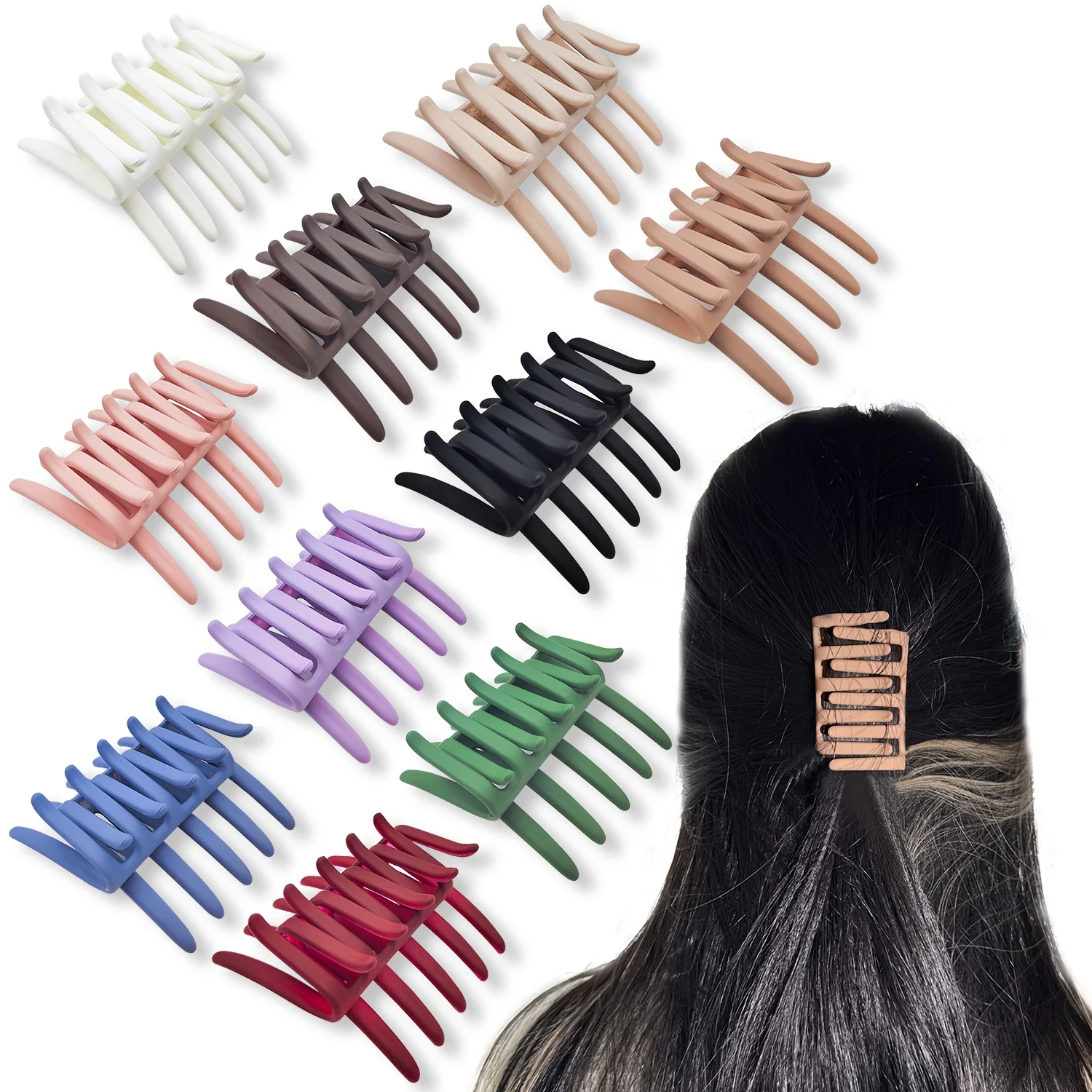 

French Style 5-Teeth Cross Hair Comb Clips for Women, Large Matte Side Combs, Strong Hold Hair Clips for Bun & Updo Styling