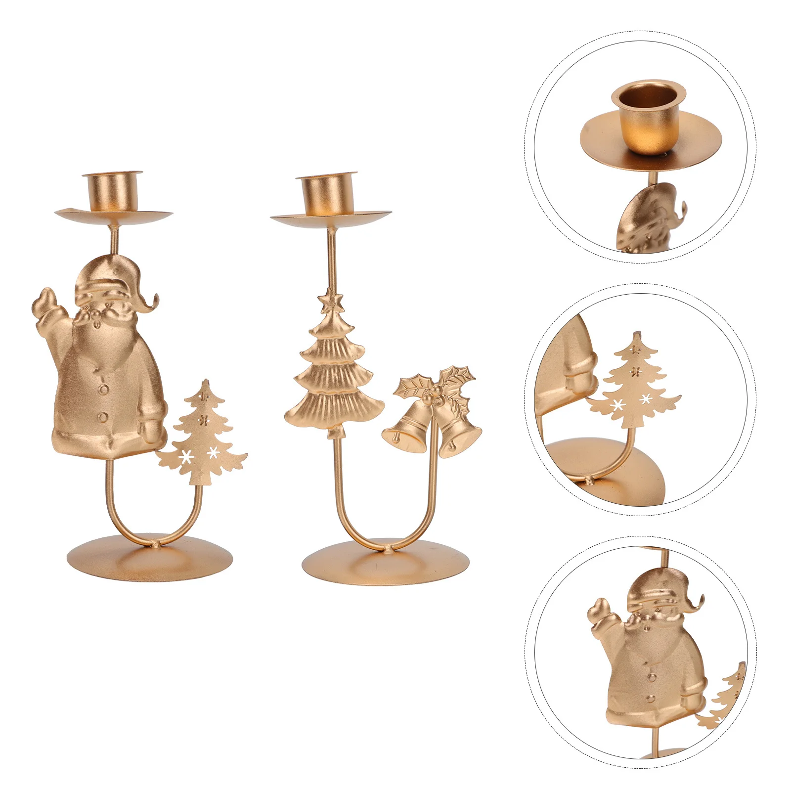 2Pcs Finely Processed Stick Creative Design Long Service Life Golden Christmas Candleholder Stick