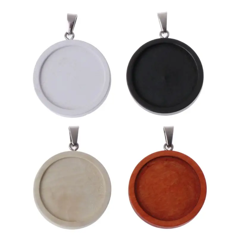 Blank Base Bezel Pendant Trays Round 25mm Wooden Trays for DIY Craft