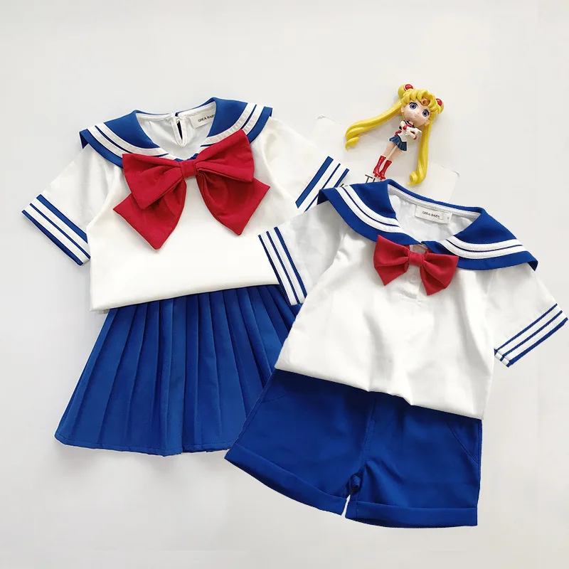 

Sailor Moon Children's Cartoon ort Sve Two-Piece Set Summer Performance Outfit Cotton Korean Sle for Kindergarten Kids