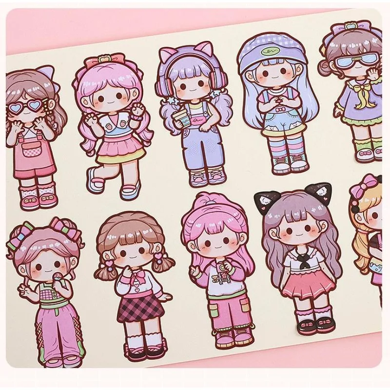 

Hot New Dress Up Girls Decorative Stickers Cute Fashion Characters Sticker Scrapbooking Label Diary Art Journal Gift