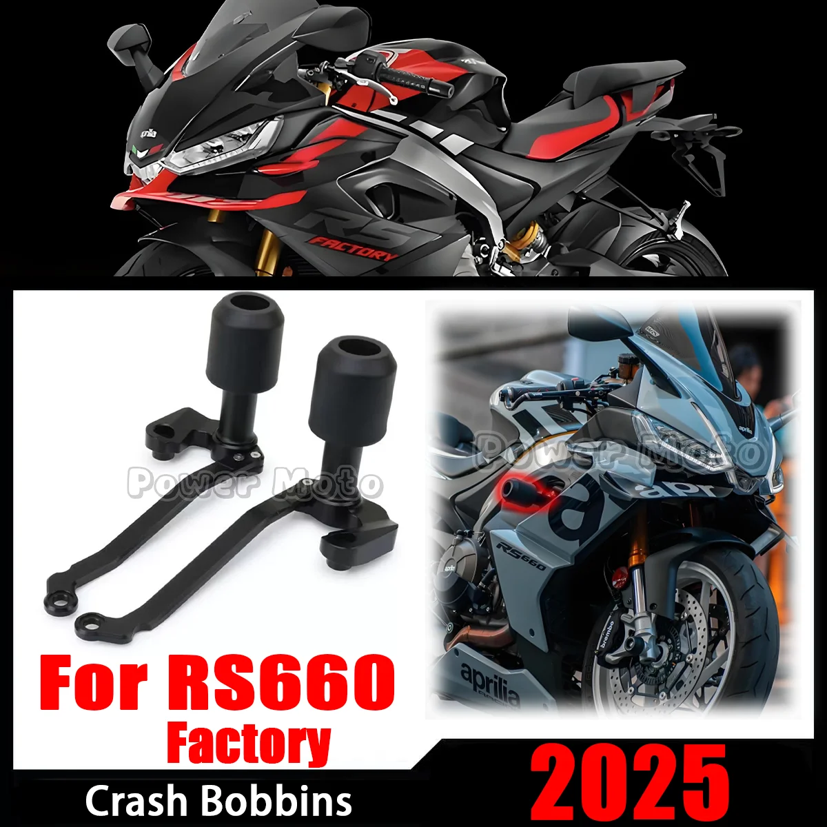 

For APRILIA RS 660 Factory 2025 Motorcycle CNC Frame Sliders Protector Guard Fairing Crash Pad Falling Protection Frame Slider