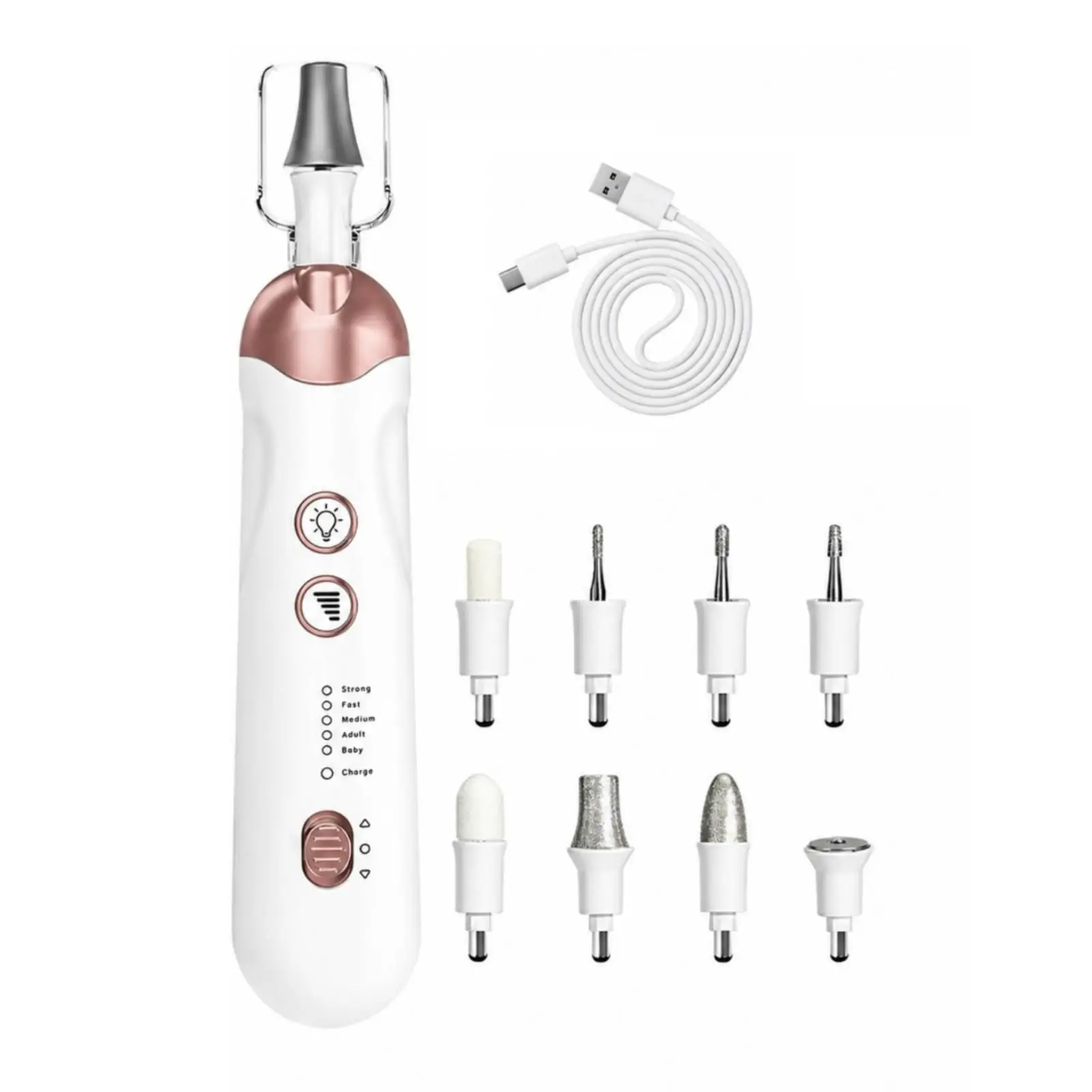 Electric Manicure Pedicure Machine Nail Polishing Device with USB-C Rechargeable 5 Speed Bidirectional File Kit for Foot Care