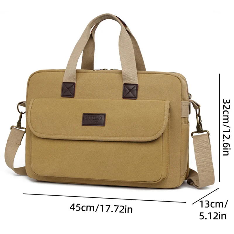 Men Canvas Messenger Bags Large Capacity Crossbody Shoulder Bag Multifunctional 15.6 Inch Laptop Briefcases Business Travel Pack