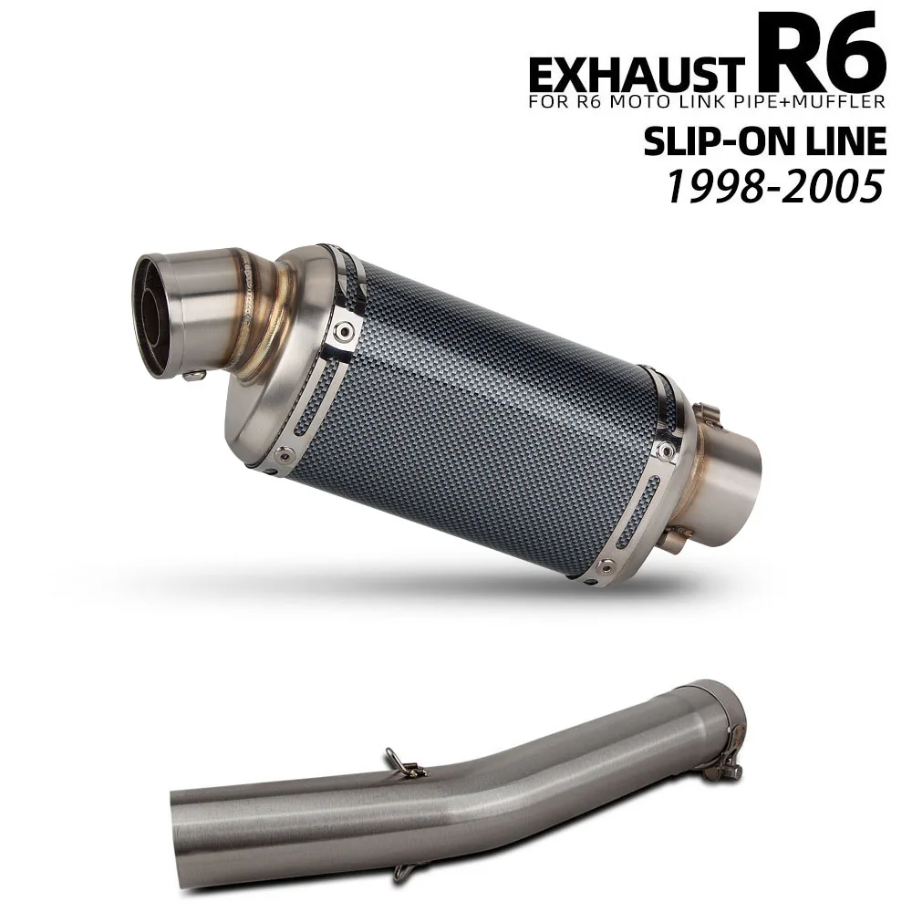 

For Yamaha YZF-R6 1998-2005 Motorcycle Exhaust Muffler with DB Killer Racing escape Middle link pipe accessories Moto Tailpipe