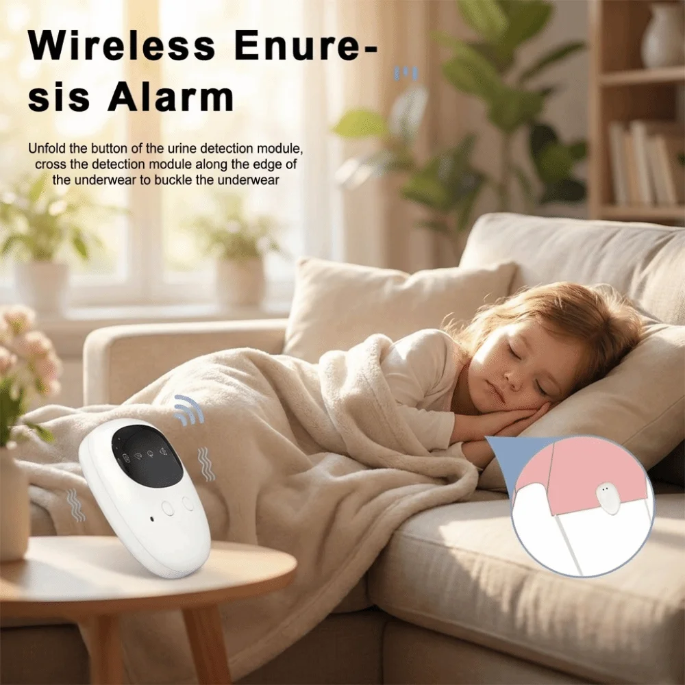 Wireless Bedwetting Alarm USB Rechargeable Portable Bed Wetting Enuresis Alarm Intelligent Sensing High Sensitivity