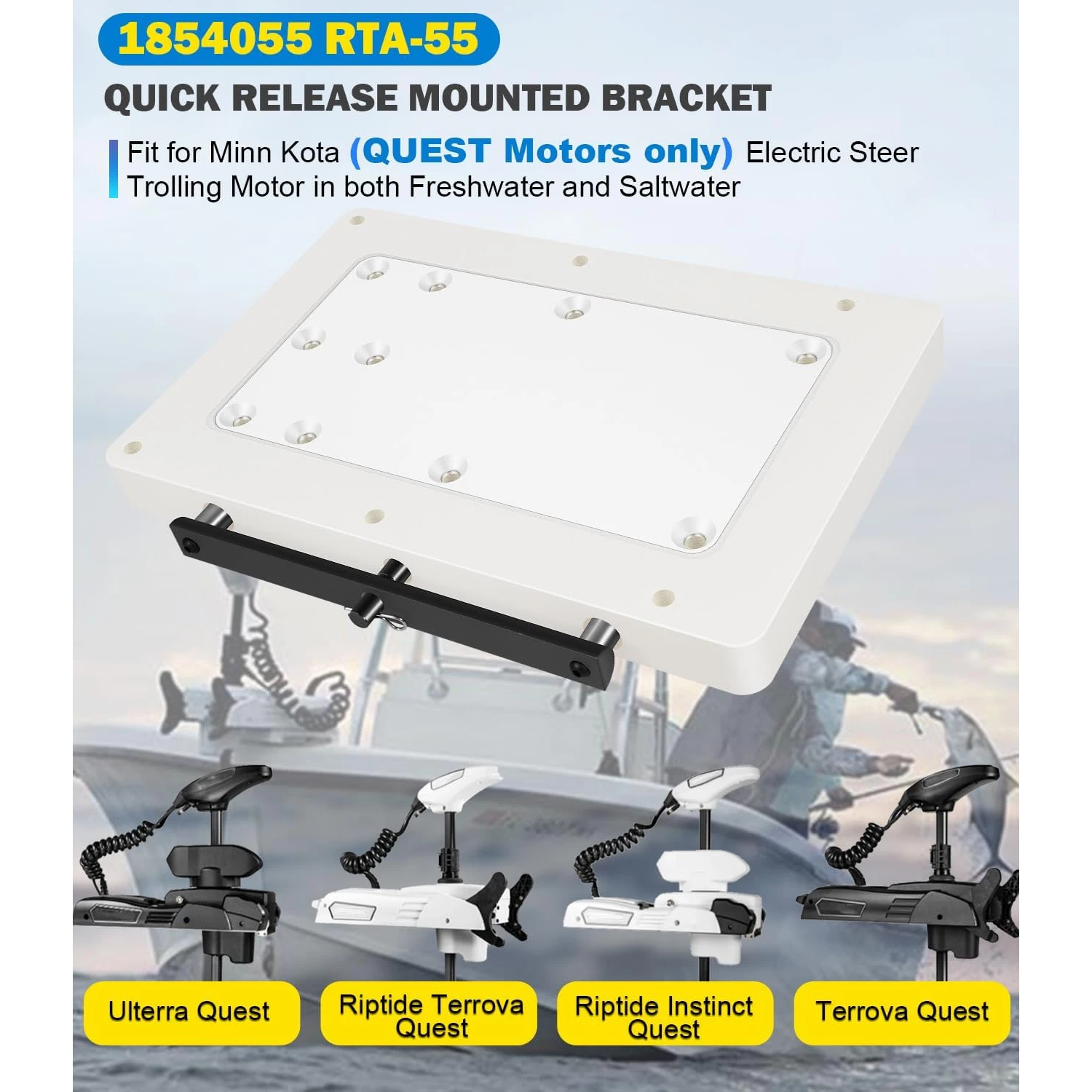 Electric-Steer Trolling Motor Bracket 1854055 RTA-55 For Minn Kota Terrova, Riptide Terrova, Ulterra, and Riptide Instinct QUEST