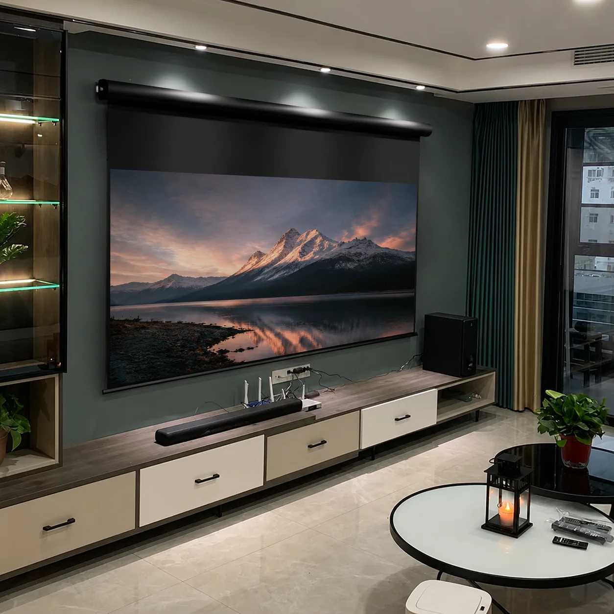 120'' New Electric Retractable ALR Photon Grid Screen for Tri-color Laser Projector Laser Speckle Reduction 4K HDR Home Theater