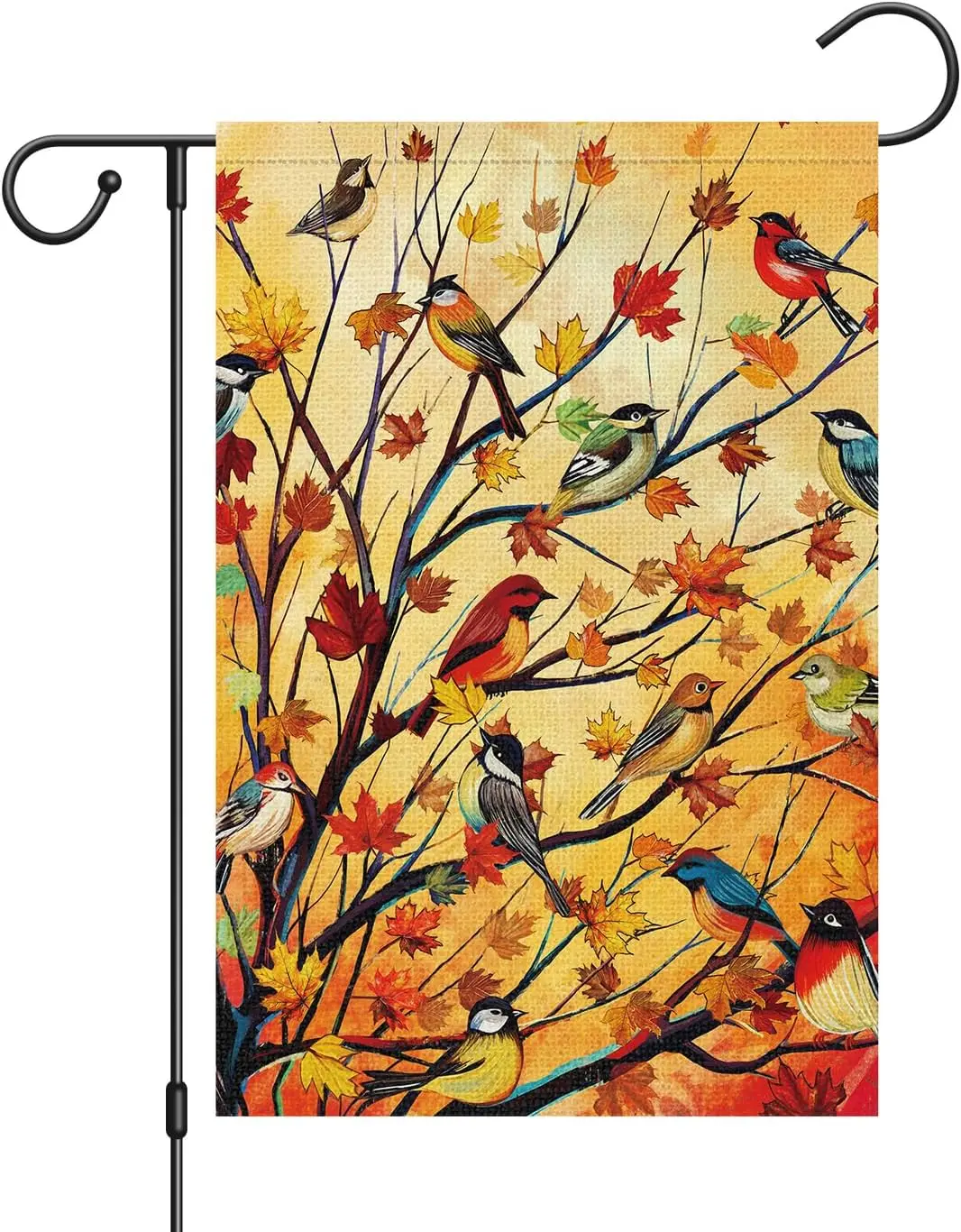 Louise Maelys Welcome Fall Garden Flag 12x18 Double Sided, Small Burlap Autumn Maple Tree Birds Thanksgiving Outside Outdoor yyi