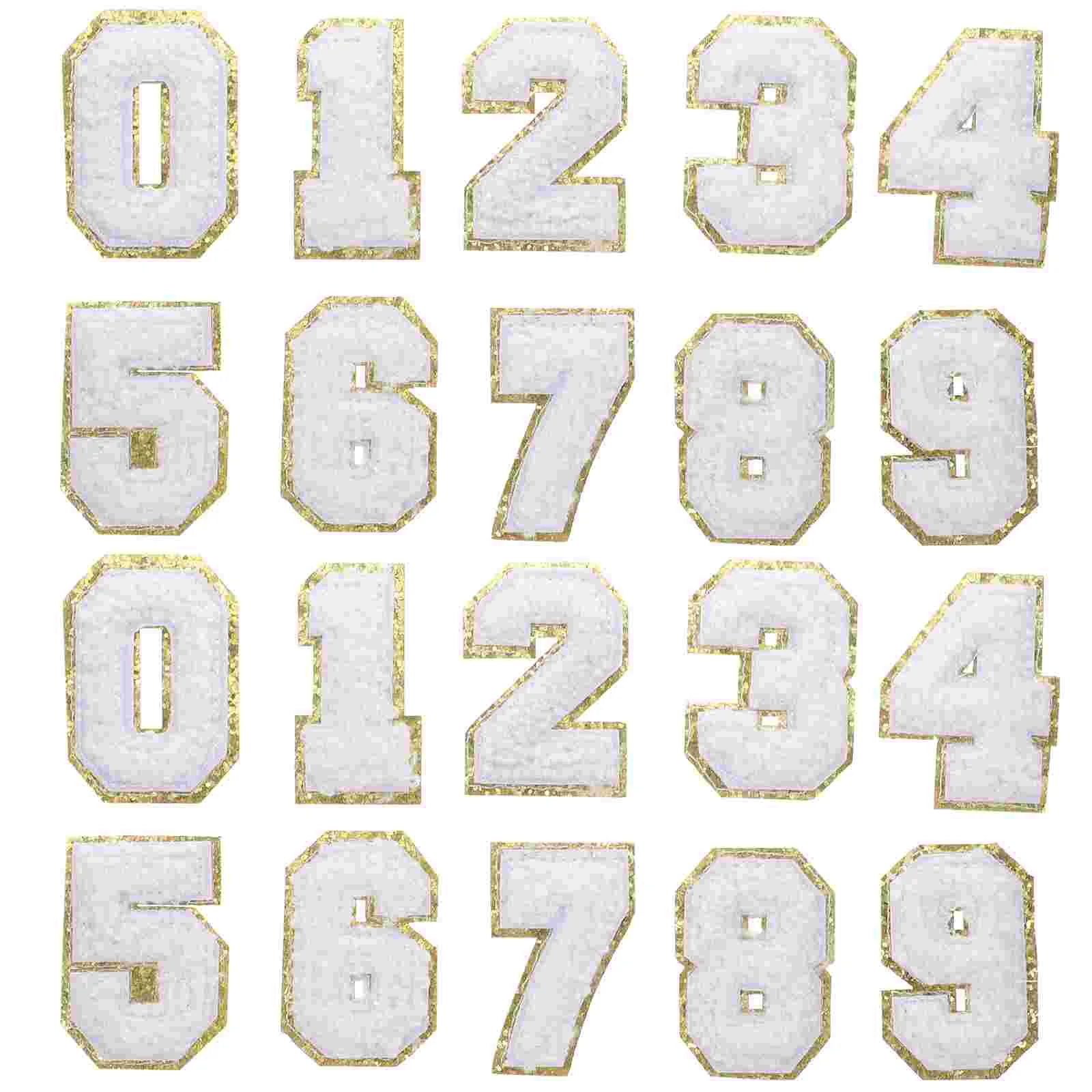 20 Pcs Digital Patch Sew on Embroidered Clothes Accessory Patches Number Appliques Decorative Hat Bags