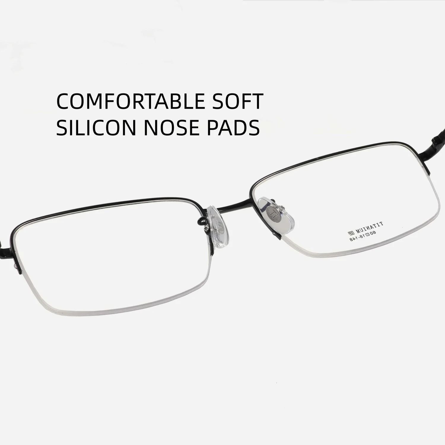 نظارات طبية من التيتانيوم النقي بإطار بصري نصف حافة، وجه عريض 60 مم مناسب #6