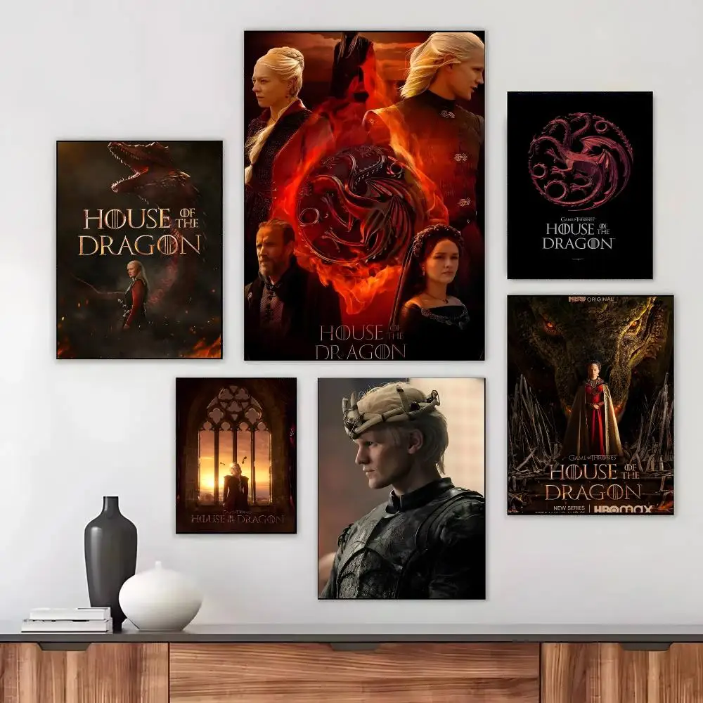 TV Play House Of The Dragon Poster Self-adhesive Living Room Bedroom Party Bar Decor Moisture-proof Fade-resistant