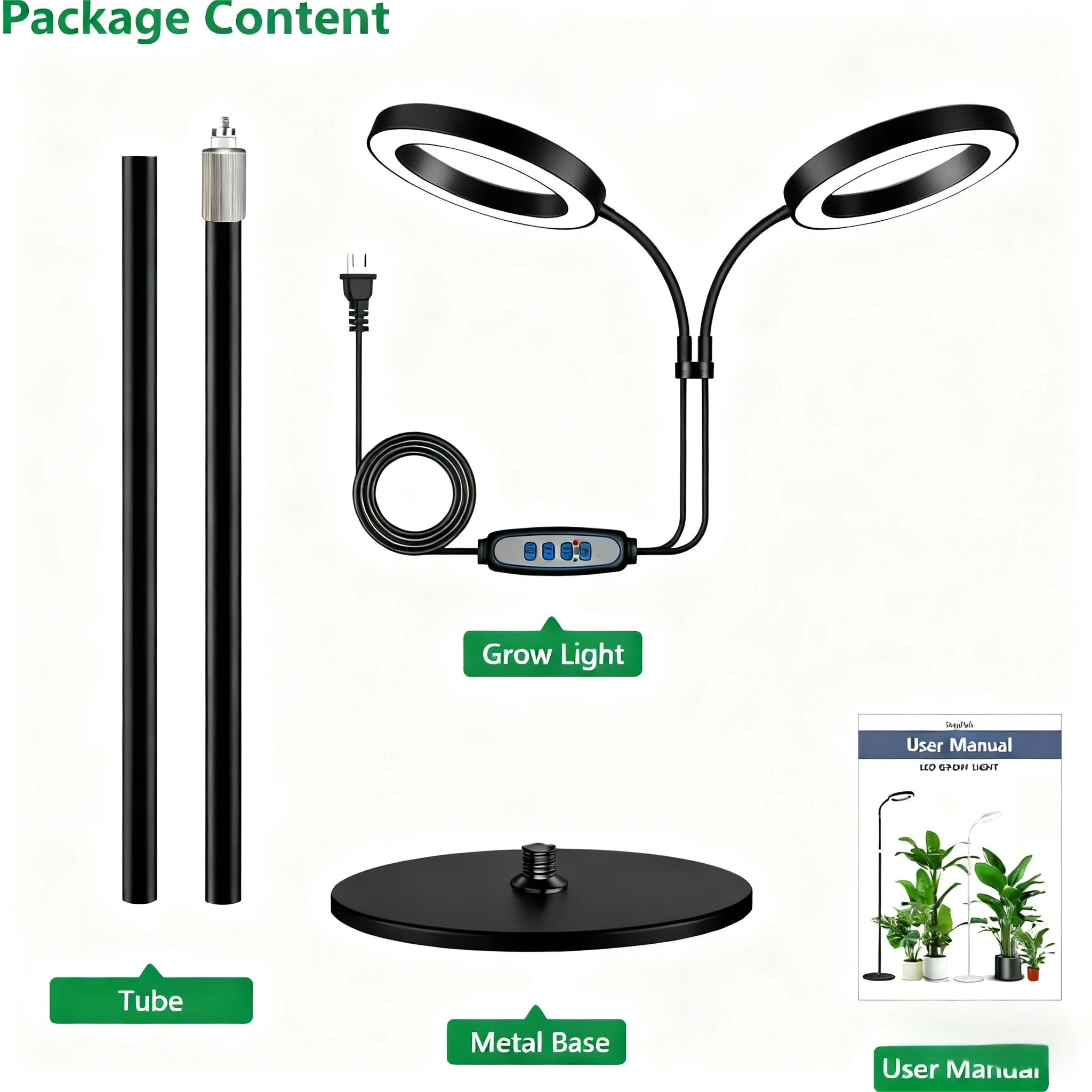 تنمو ضوء للنباتات الداخلية، أضواء نباتات هالة LED كاملة الطيف مع حامل، سطوع عاكس للضوء للنباتات الكبيرة الطويلة