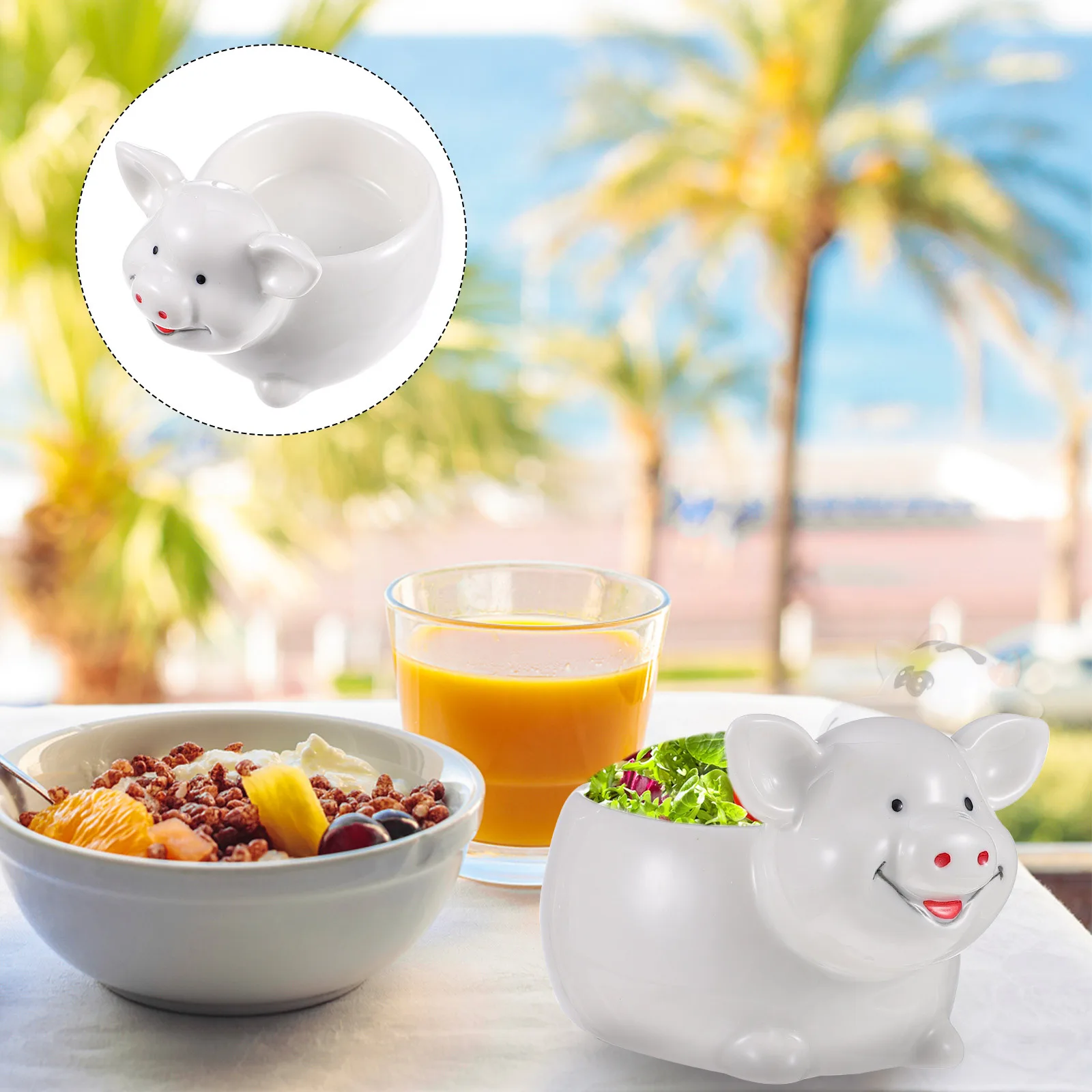 

Ceramic Bowl Cartoon Animal Shape High-Quality Food-Grade Material Lightweight Easy Clean Suitable Daily Use Home Restaurant