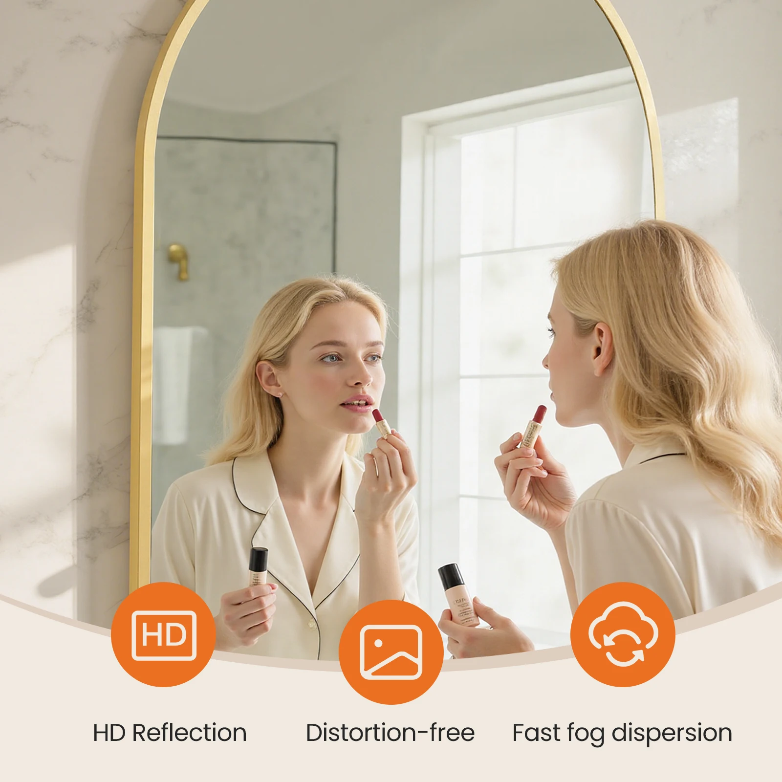 JHK Arched Gold Large Size Bathroom Mirror Bathroom Mirrors for Over Sink Modern Wall Mirrors Arch Decorative for Entryway Bedroom Vanity Horizontal or Vertical Hanging