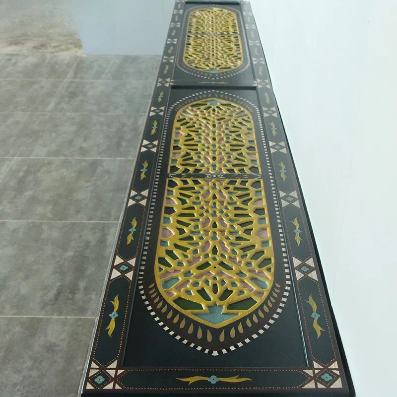 Villa Club Hotel Furniture Arabian Style Moroccan Painted Gold Extended TV TV Cabinet