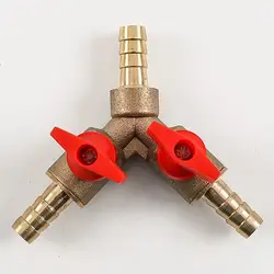 Válvula de bola de cierre de latón tipo Y, conector adaptador para combustible, Gas, agua, aceite, aire, 3 vías, 8mm, 10mm, 12mm