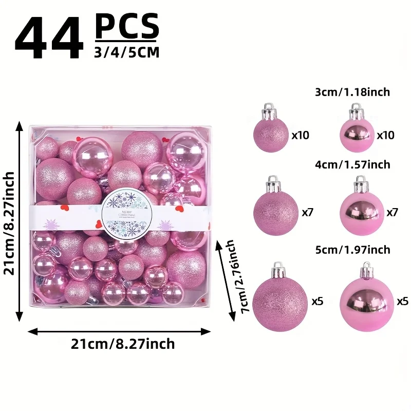 44pcs Christmas ball, Christmas decorations, Christmas tree hanging ornaments, Xmas gifts, Christmas ball ornaments