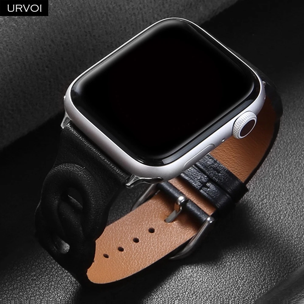 URVOI Clearance Gourmette Single Tour Band für Apple Watch Series 10 9 876 SE Armband für iWatch klassisches Lederarmband 46 49 mm