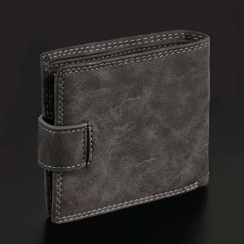 Double-folded thin men's wallet with anti-theft brush, minimalist front card slot, large capacity, 11 credit card slots - a perf